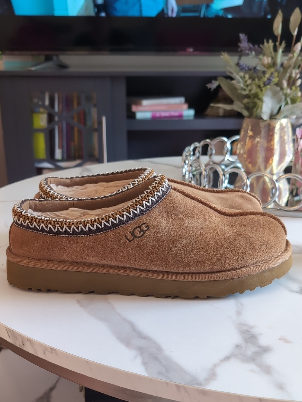 UGG Chestnut/Tan Suede Slip-On Mules